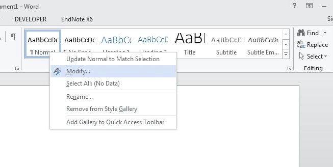 تغییر تنظیمات استایل در ورد