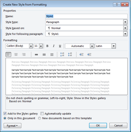 پنجره تغییر استایل در ورد- آموزشگاه اریا تهران، دوره ICDL