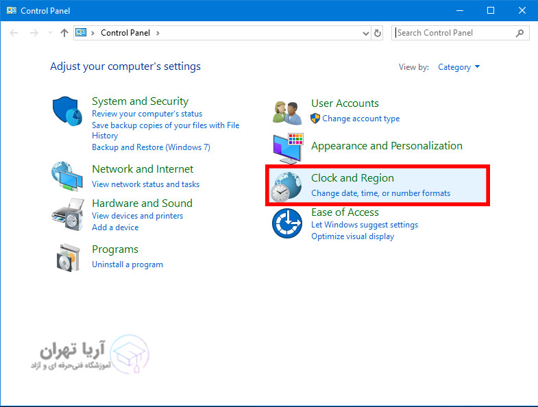 تنظیمات Control Panel
