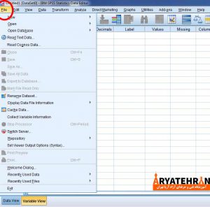 منوی File نرم افزار SPSS