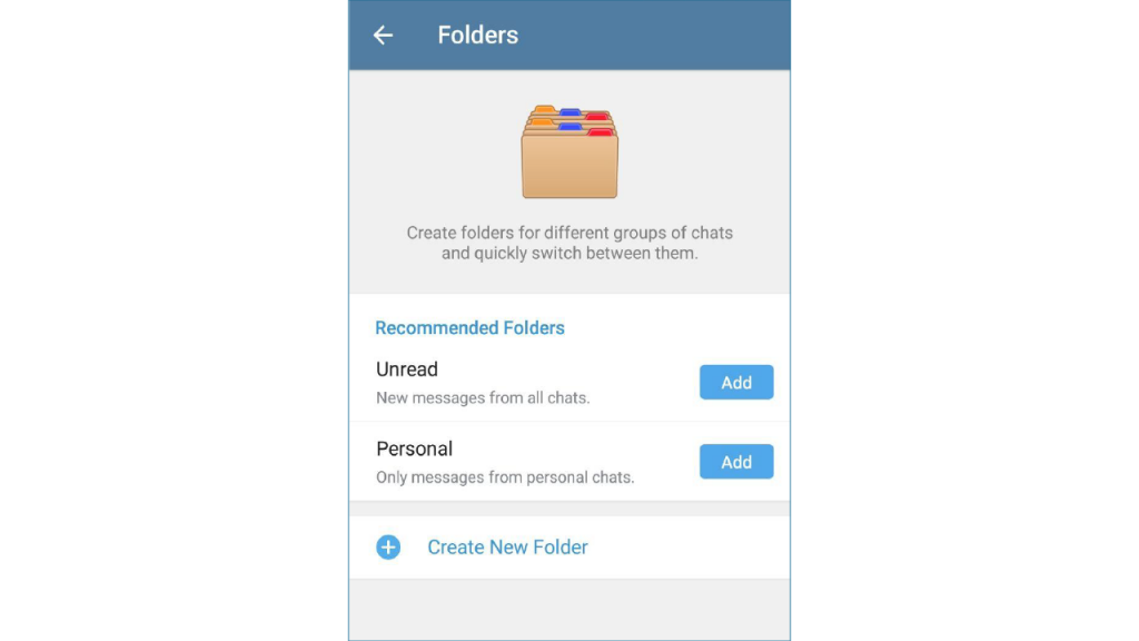 مرحله دوم دسته بندی کردن چت ها در تلگرام