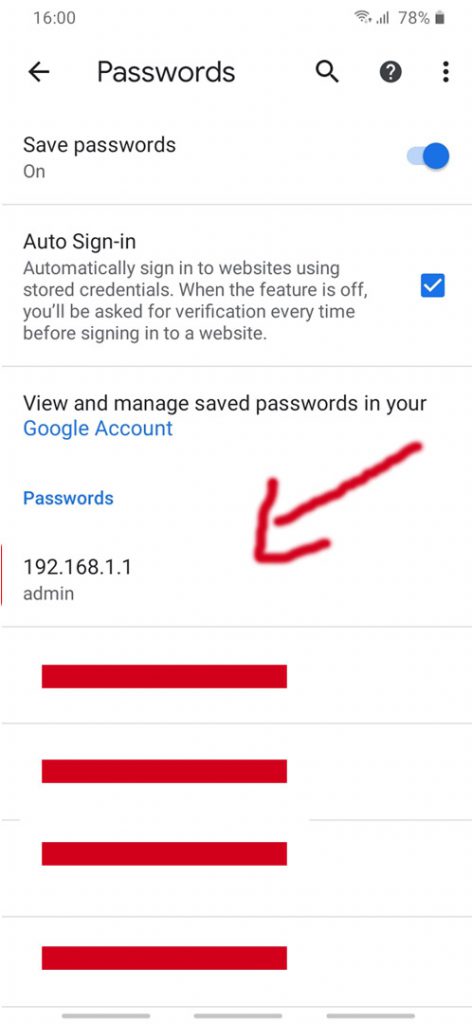 مرحله چهارم نمایش پسورد در کروم اندروید