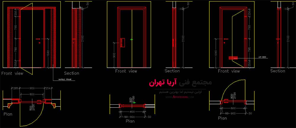 نمونه دوم آبجکت در و پنجره اتوکد