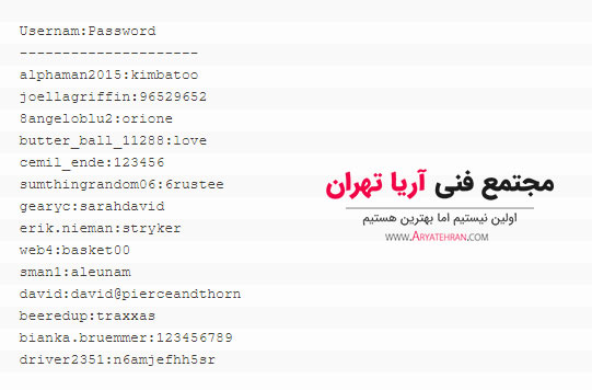 نمونه ای از یک کمبو لیست