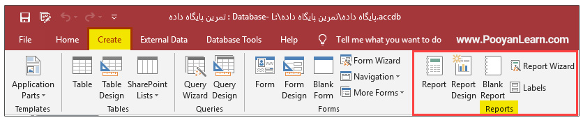 Create reports in Access software