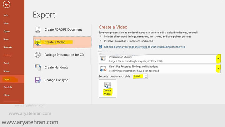 تنظیم صدا در پاورپوینت