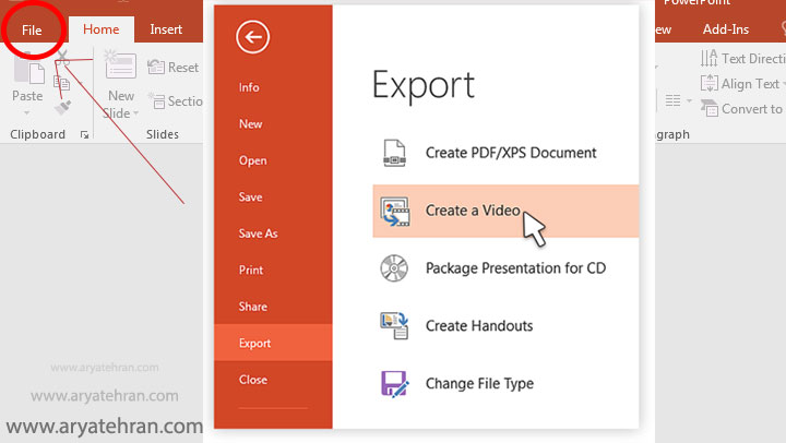 آموزش تبدیل پاورپوینت به فیلم
