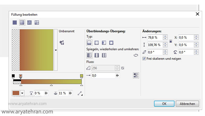 گرادینت خطی در کورل دراو