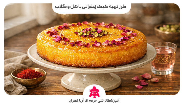 طرز تهیه کیک زعفرانی با هل و گلاب