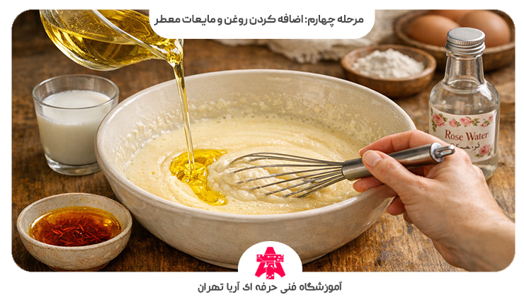 مرحله چهارم: اضافه کردن روغن و مایعات معطر
