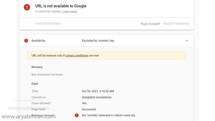 خطای  URL is not available to Google 