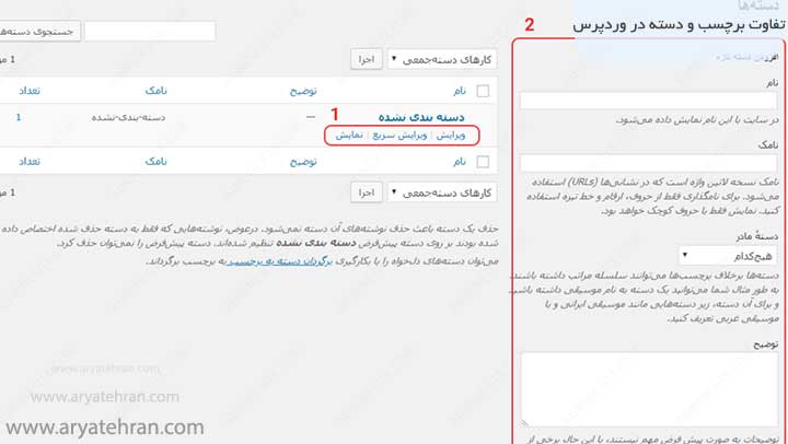 تفاوت برچسب و دسته در وردپرس