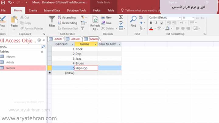 اجزای نرم افزار اکسس