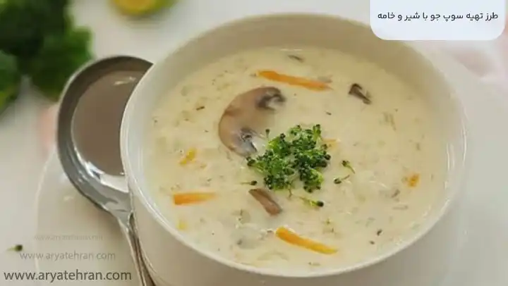 طرز تهیه سوپ جو با شیر و خامه