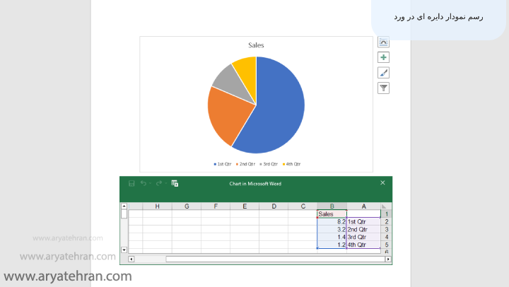 رسم نمودار دایره ای در ورد