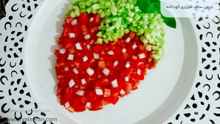 تزیین سالاد شیرازی کودکانه