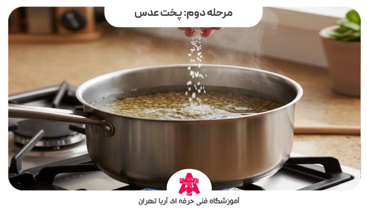 مرحله دوم: پخت عدس