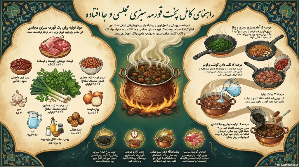 راهنمای چتمع پخت قورمه سبزی خوشمزه و جا افتاده