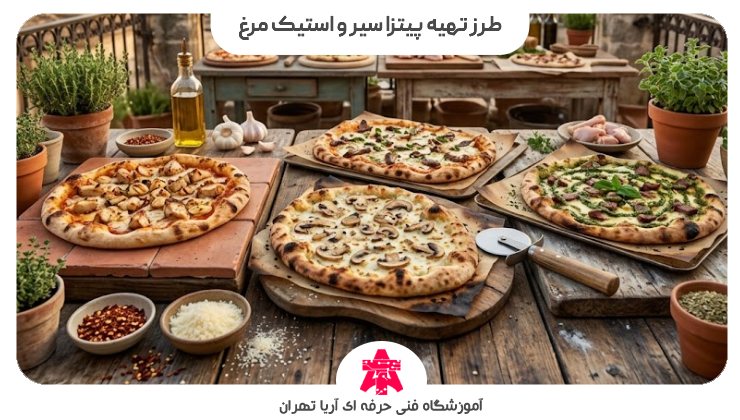 طرز تهیه پیتزا سیر و استیک مرغ