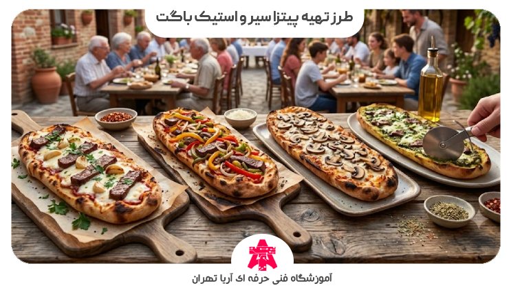 طرز تهیه پیتزا سیر و استیک باگت