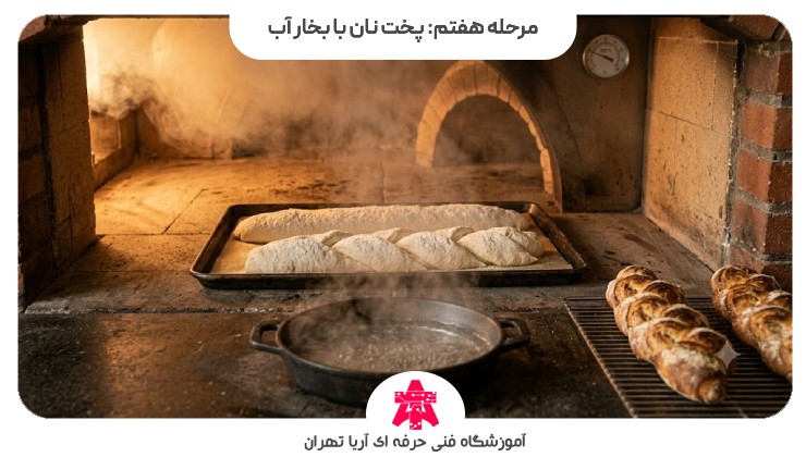 مرحله هفتم: پخت نان با بخار آب