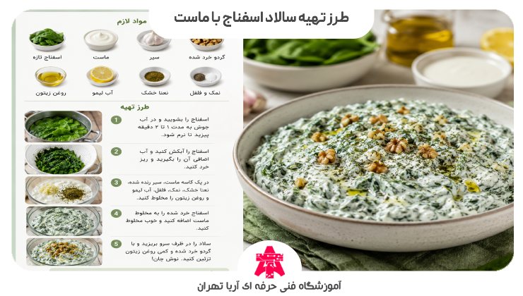 طرز تهیه سالاد اسفناج با ماست