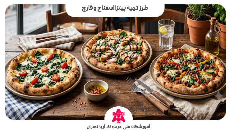 طرز تهیه پیتزا اسفناج و قارچ