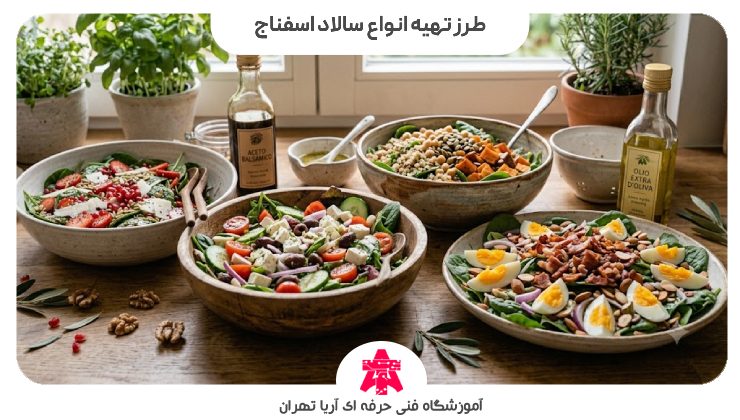 طرز تهیه انواع سالاد اسفناج