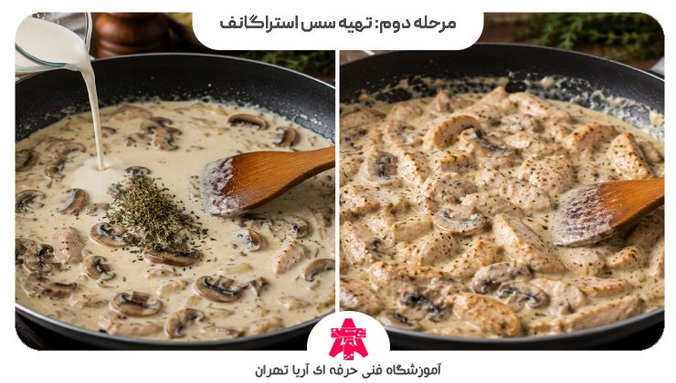 مرحله دوم: تهیه سس استراگانف