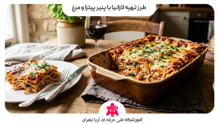 طرز تهیه لازانیا با پنیر پیتزا و مرغ
