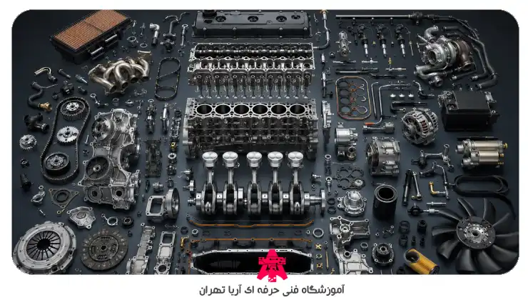 عکس موتور خودرو به همراه قطعات آن